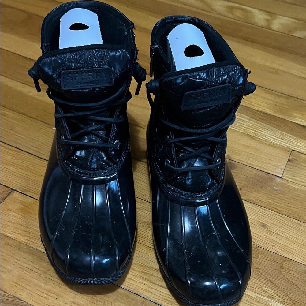 Sperry Glossy Black Waterproof Boots